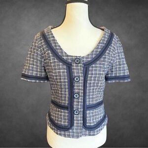 Banana Republic‎ Navy Tweed Button-Up Blouse